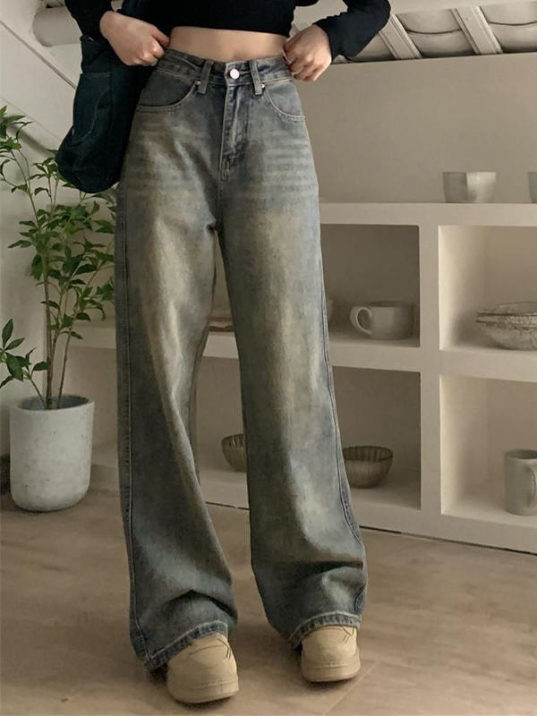 Washed Distressed High Rise Boyfriend Jeans-2