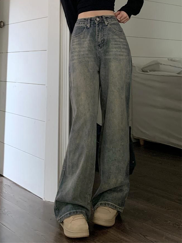 Washed Distressed High Rise Boyfriend Jeans-3