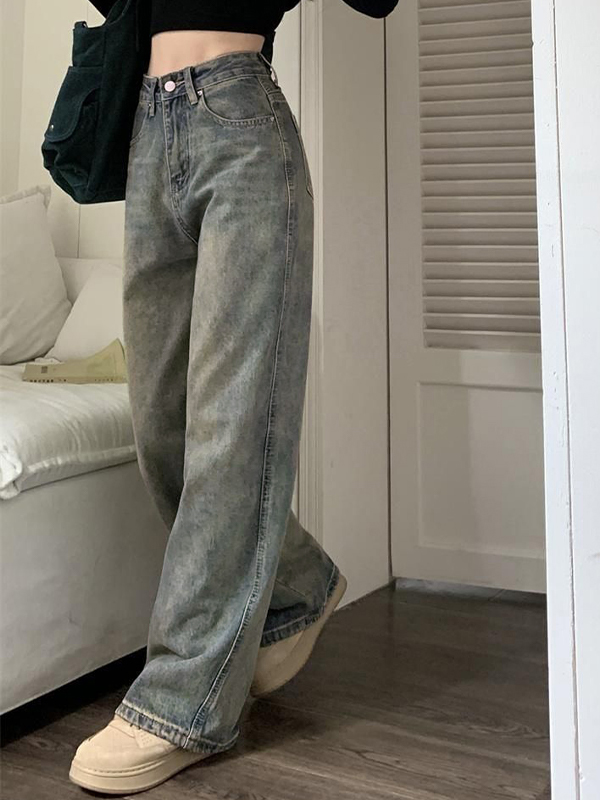Washed Distressed High Rise Boyfriend Jeans-1