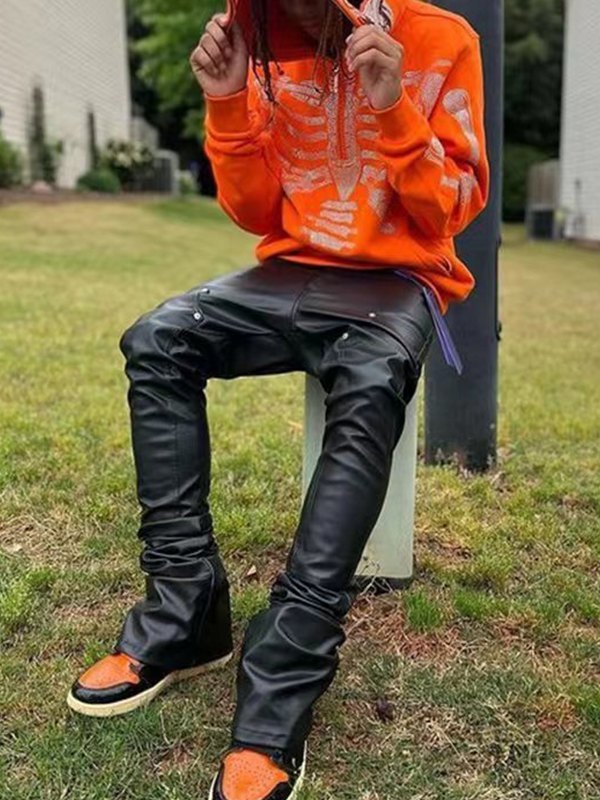 Men's Rhinestone Skull Half Zip Hoodie-1