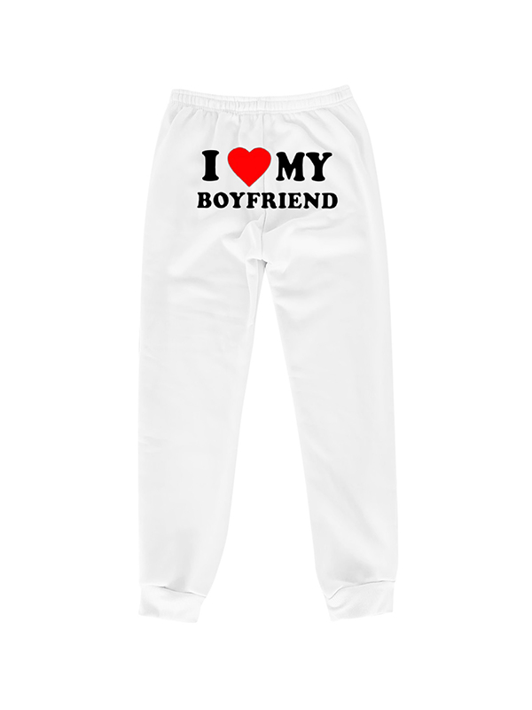 Letter Print Bound Feet Sweatpants-1
