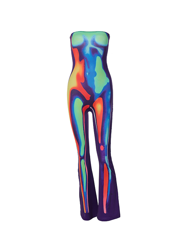 3D Print Bandeau Slim Jumpsuit-6